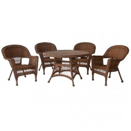 Jeco 5 Piece Honey Wicker Dining Set W00205D-C-G